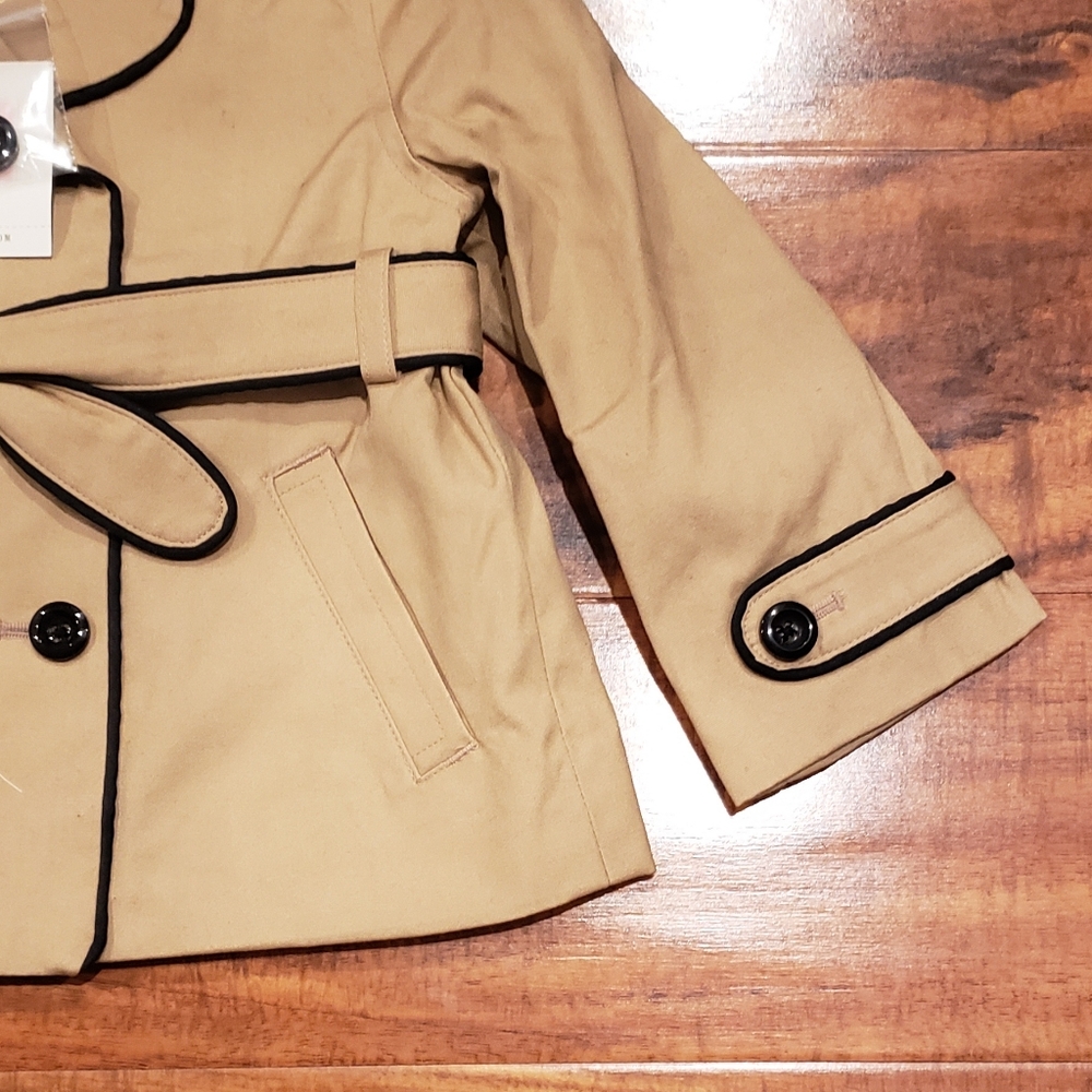 Janie and Jack NWT 12-24 months tan and black trenchcoat - Picture 3 of 6